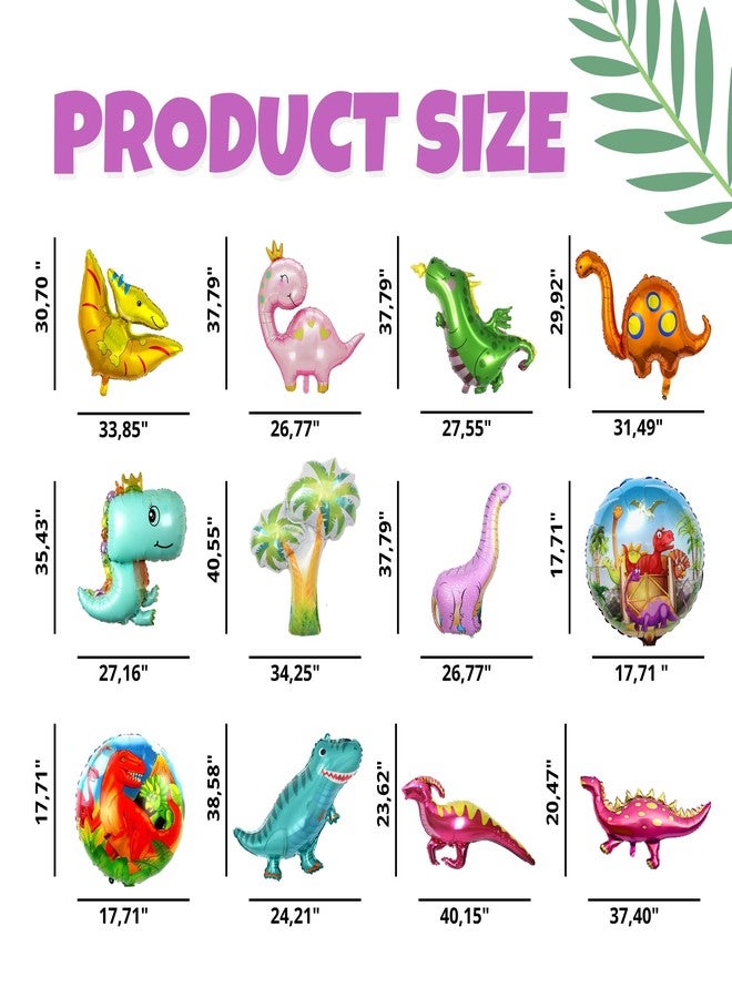 BOGAZNET 12 PCS Dinosaur Birthday Party Balloons - Large Pink Dino Balloons for Baby Shower and Dinosaur Party Decorations Baby Dino Balloons for Birthday Party - Image 2